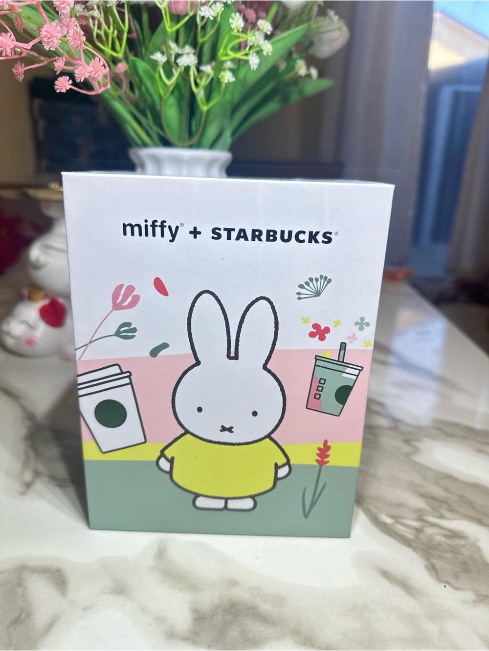 Starbucks Miffy Bunny Pink Yellow Green Beverage Box NEW IN HAND